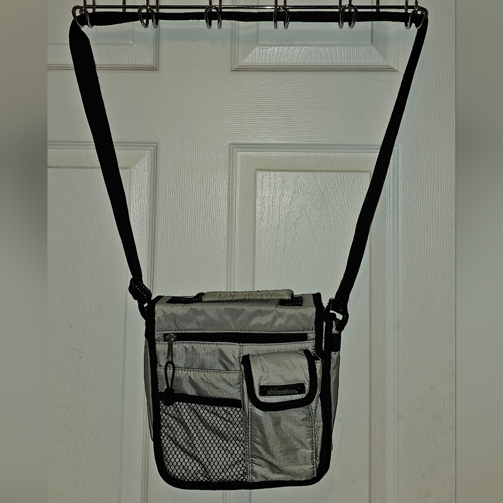 Xhileration Black and Gray Nylon Crossbody Bag